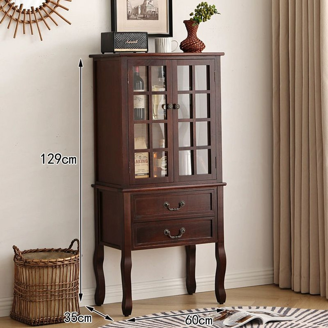 그릇장 고급 진열장 빈티지 우드 전시장 거실 술장 월넛 양주장 앤틱 인테리어 양주 수납장 제품 엔틱, 3. 다크월넛