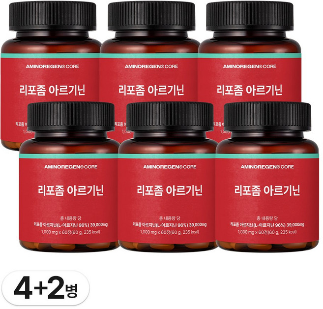 아미노리젠 코어 리포좀 아르기닌 3500, 6박스, 60정