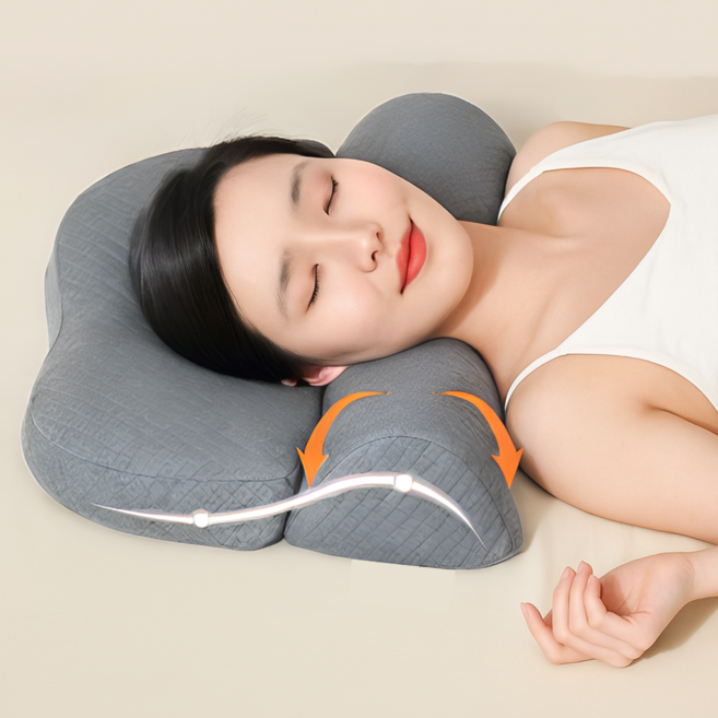 나나봉봉 기능성 목주름 목편한 경추 베개, 1개, 모던그레이