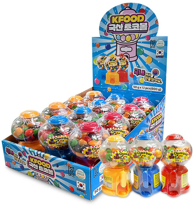 통통 초코볼 원형 미니자판기 50g, 12개