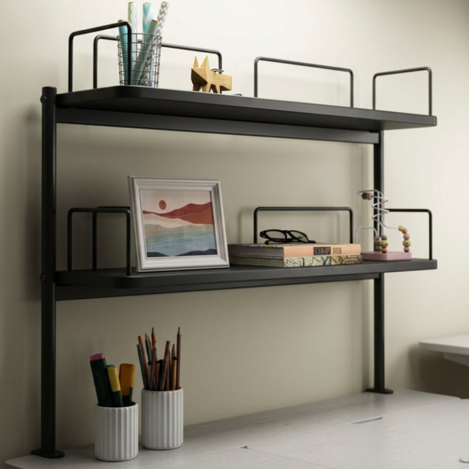 책상연장선반 테이블 수직 확장 2단 보조 키보드 거치대, 1개, 블랙