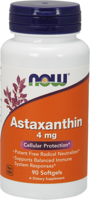 NOW Foods 蝦紅素軟膠囊 4mg, 90顆, 1罐