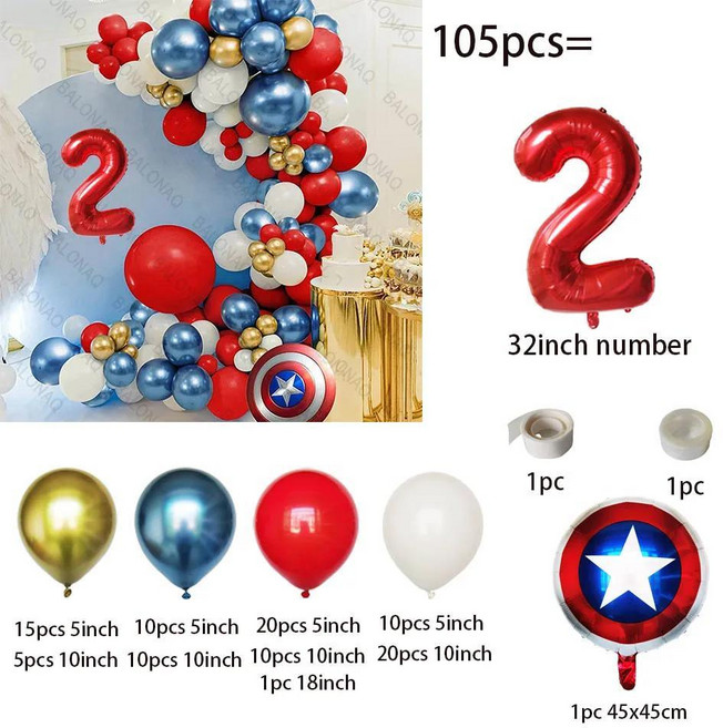 어벤져스 캡틴 아메리카 쉴드 다리미 맨 히어로 라텍스 풍선 배너 생일 파티 장식 샤워 글로보, 1개, 16. style-11 / A. as picture