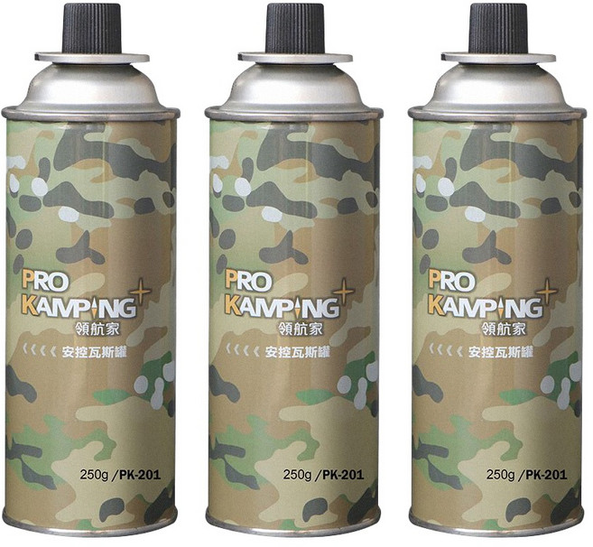 【萩凹豆】卡式瓦斯罐, 1套, 領航家安控普通瓦斯罐250g, (三入組)