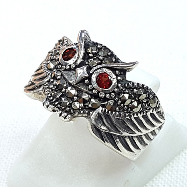 [블루케이]A급미니부엉이 가넷마카원석반지251003-12