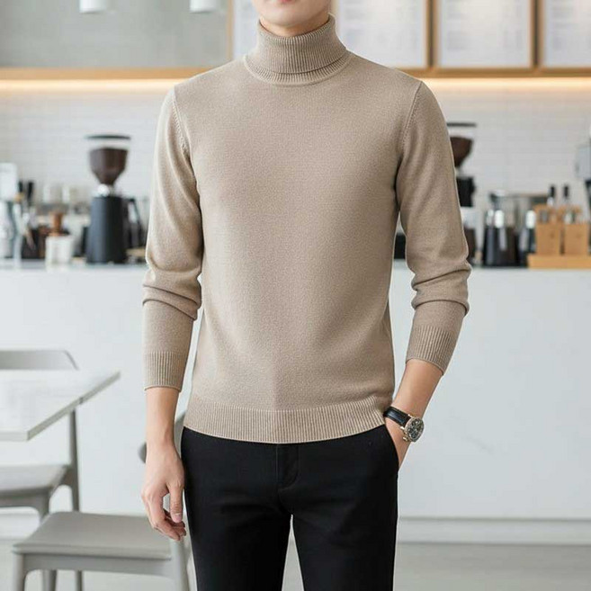 와우MD 남성 울 터틀넥 니트 긴팔 목폴라 기본 베이직 겨울 이너