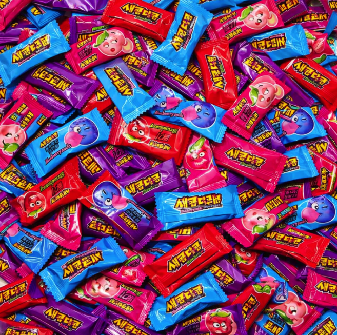 새콤달콤 대용량 네가지맛 개별포장, 100개, 4g