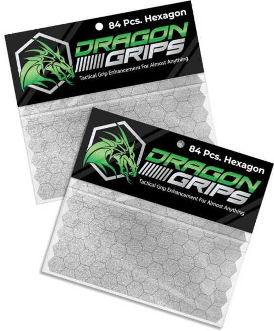 Dragon Grips 투명 고무 그립 테이프 - 84개 사전 절단 육각 스티커(1팩) 휴대전화 컨트롤러 총 마우스 테이프용 미끄럼 방지 접착제 처리된 내구성 있는 질