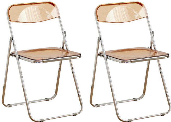 MANTU 다용도 실내외 겸용 접이식 의자, 2개, 클리어 브라운