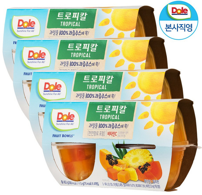 Dole 후룻볼 트로피칼 113g x 16개입 과일 통조림, 16개, 16개