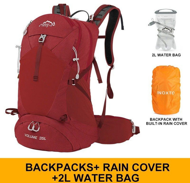 남녀공용 등산 배낭 야외 스포츠 가방 방수 캠핑 하이킹 비 35 리터, 없음