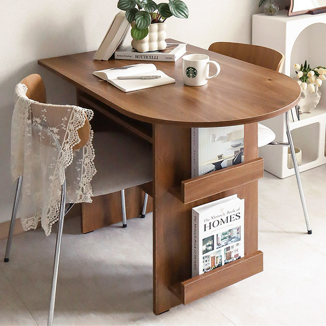 e스마트 리프 반원 식탁 테이블, 클래식오크, 2인용