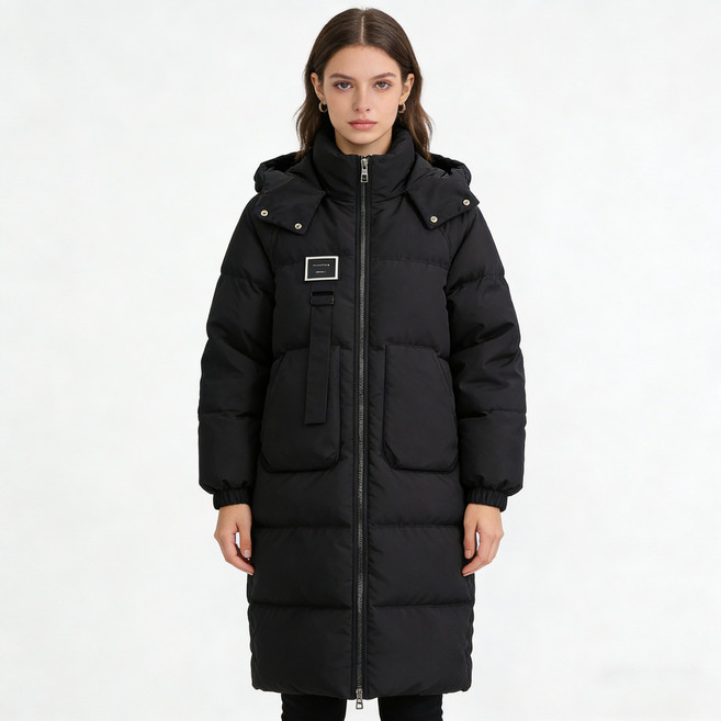 스타일닥터 여성 오버핏 후드 겨울 롱패딩 보온 도톰 솜옷