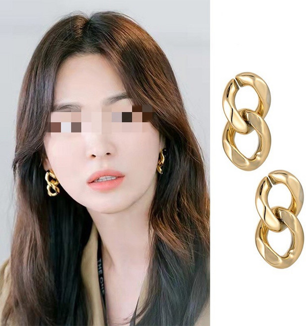 영블리 YJE717 [국내당일배송] 지헤중 귀걸이 지헤중 송혜교 귀걸이 지금헤어지는중입니다 명품 골드실버 체인 드롭 볼드 링 C 빅