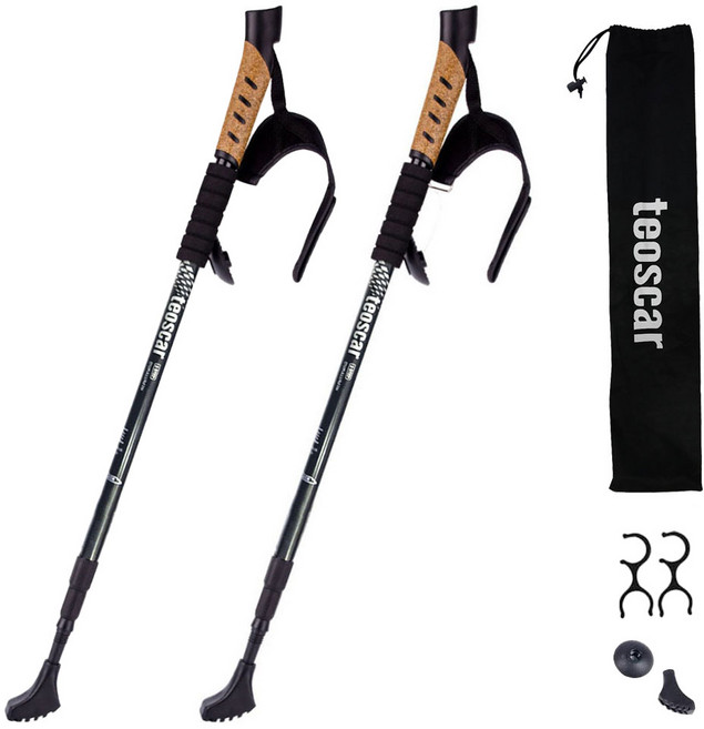 도나샵 테오스카 두랄루민 코르크핸들 등산스틱 2p+스틱케이스 ss-43002 바스켓&보호캡 스틱연결클립, 블랙, 1개