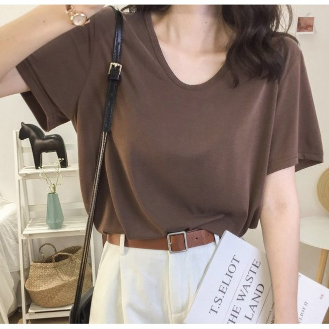 릴리제인 여성용 유넥 루즈핏 데일리 반팔 티셔츠