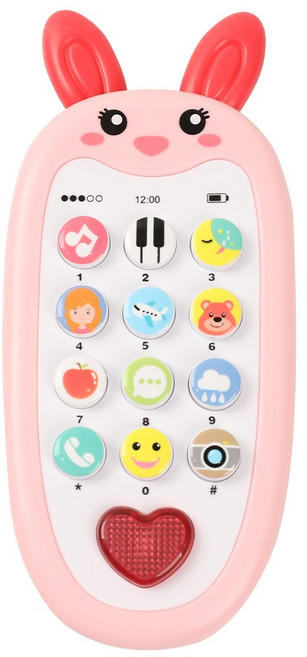 베어블리 73가지 토끼 기린 핸드폰 멜로디 버튼식 교육용 오감자극 치발기 장난감, 핑크 토끼, 1개