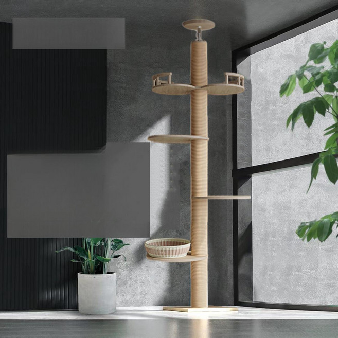 AP마켓 문걸이캣타워 놀이터 고양이벽캣타워 캣타워, 1개, 4단 전망 타워 전망대 발판 발판 라탄 둥지