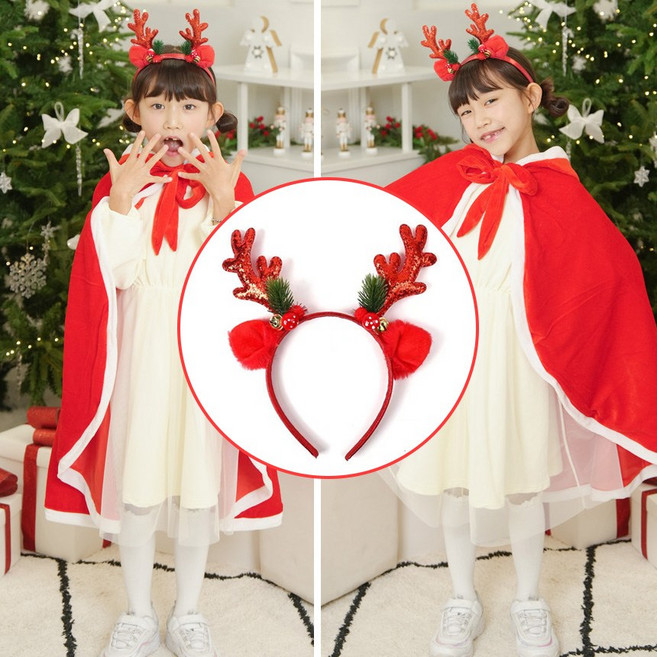 벨벳후드 루돌프 머리띠 세트 산타망토 크리스마스 산타옷 의상