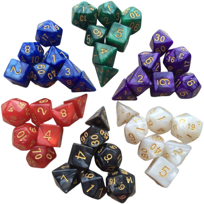 봄밤 TRPG 마블 다면체 주사위 7종세트 / 1+1 2세트, 화이트+블랙, 1개