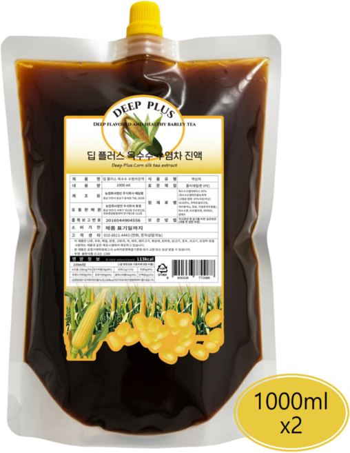 딥 플러스 옥수수 수염차 진액, 2개, 1kg