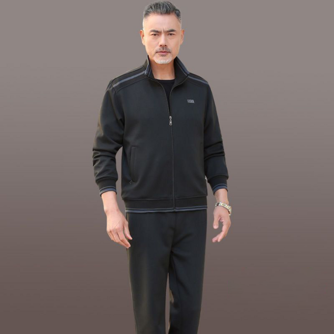 AOKADA 중년 남성 봄 가을 트레이닝복 세트 집업 자켓 긴바지 캐주얼 상하 세트 투피스