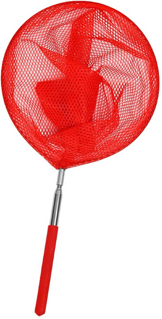 萱寶媽咪baby童裝館 兒童多功能不銹鋼伸縮撈網折疊水桶組 戶外捕魚捕蟲沙灘玩水露營洗車, 1個, 紅色伸縮撈網