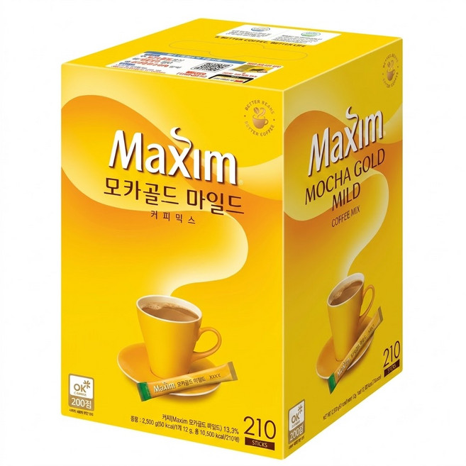맥심 모카골드 마일드 커피믹스 스틱커피 (210T), 1박스, 210개입