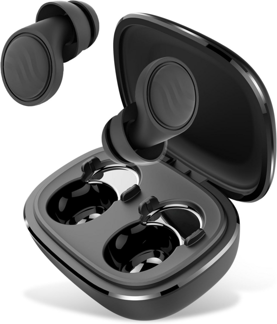 Donerton Q2 방음율 90% 실리콘 수면용 귀마개 검정색 1세트 수납 케이스 포함, 1쌍