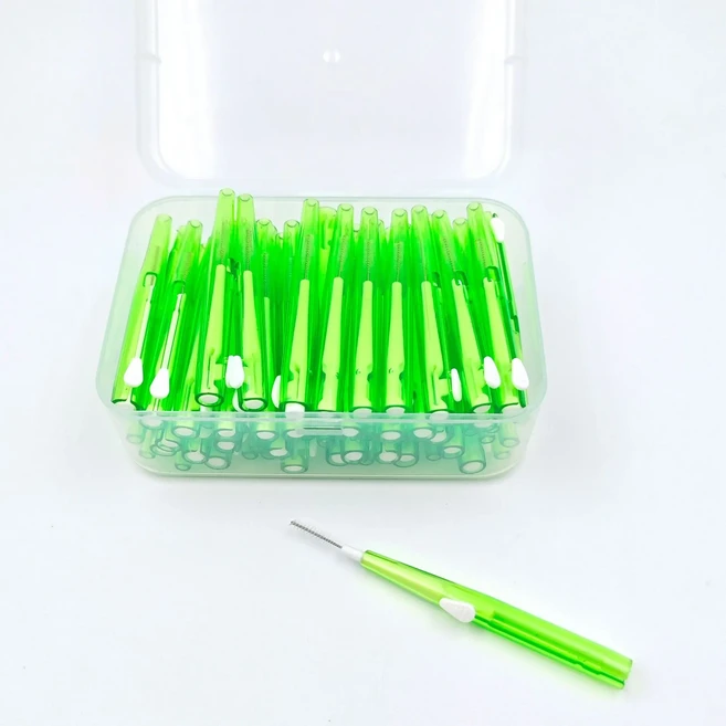 텔레스코픽 치과용 치간 브러시 사이 청소 구강 관리 교정 마이크로 0.6-1.5mm 박스당 60 개, 02 60pcs green