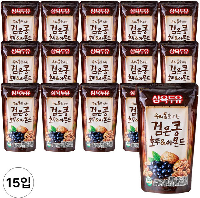 삼육두유 검은콩 호두 앤 아몬드 파우치, 190ml, 15개