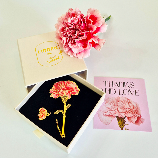 리든온 카네이션 북마크 선물상자 감사카드증정 연꽃 금장책갈피, 카네이션북마크, 1개