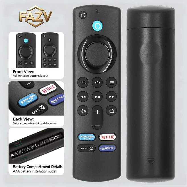 FAZV 음성 리모컨 (아마존 파이어 스틱 2/3/4K H69A73 L5B83G 기본 스마트 TV EL7365/EL7366/EL7367/EL7368, 01 China Mainland, 01 AF-V3