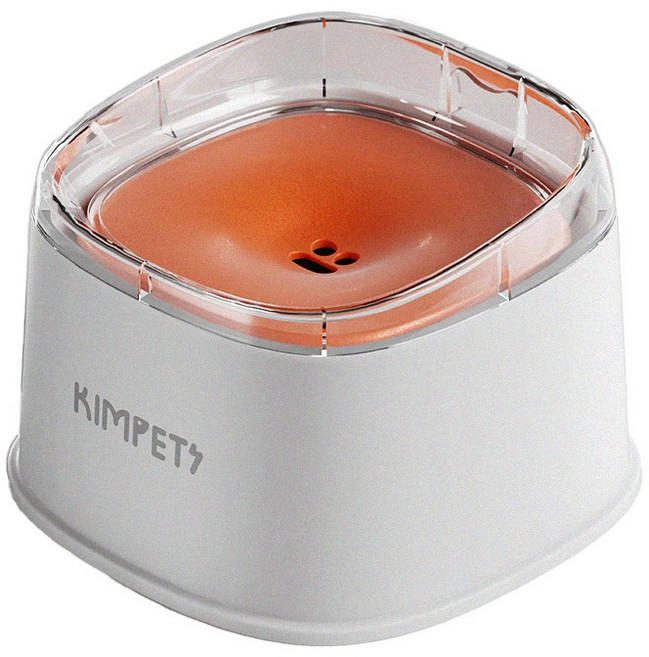KIMPETS寵物浮水碗 狗碗 貓碗 防濺水 慢食飲水器, 白橙, 1個