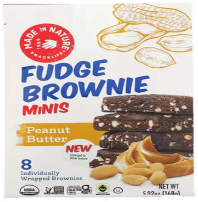 Made in Nature 퍼지 브라우니 미니 땅콩 버터 브라우니 8개 168g(5.92oz), 168g, 1개 - 쿠팡