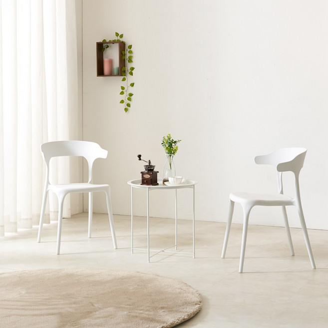 에코베스트 식탁의자 포얀체어2P 카페의자 식당의자 음식점의자 사출의자 플라스틱의자 다이닝체어 인테리어의자, 포얀체어2P화이트, 1개