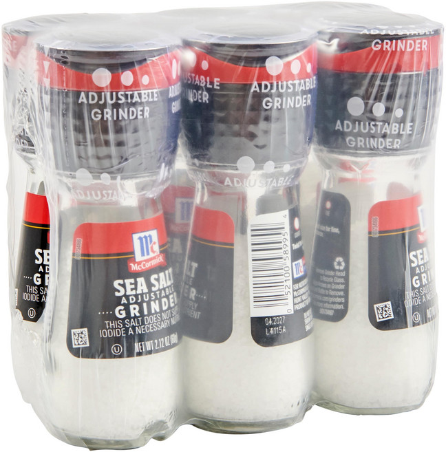 맥코믹 바다 소금 그라인더 2.12 온스 (6개 팩) McCormick Sea Salt Grinder 2.12 oz (Pack of 6) - One 6 Pack of 2.12, N/A, 1개