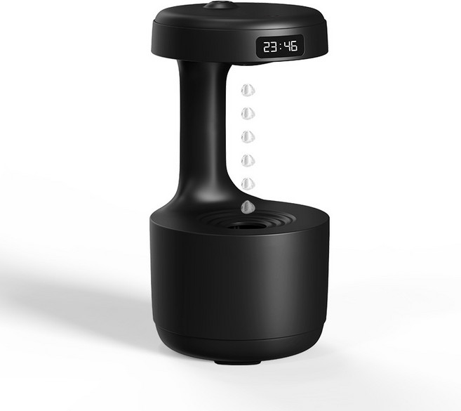 소형 탁상 물방울 역류 가정용 음소거 반중력 가습기, 블랙