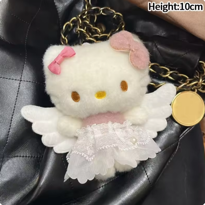 엔젤 행운 헬로키티 인형 키링 - 산리오 태닝 하와이 가방 시나모롤 포차코 팝업 아일랜드, 1개, 진주쉬폰