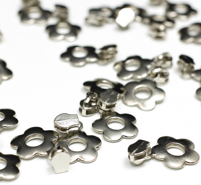 100개 묶음) 나일론지퍼머리 3호 플라워 (코일지퍼머리) 니켈