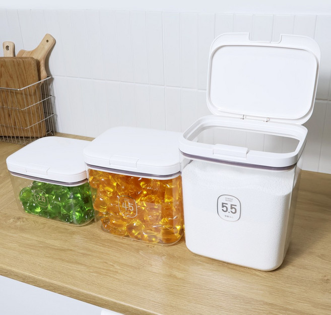 위시플레이스리빙 원터치 캡슐세제 가루세제통 캡슐커피보관함, 1개, 화이트 5.5L