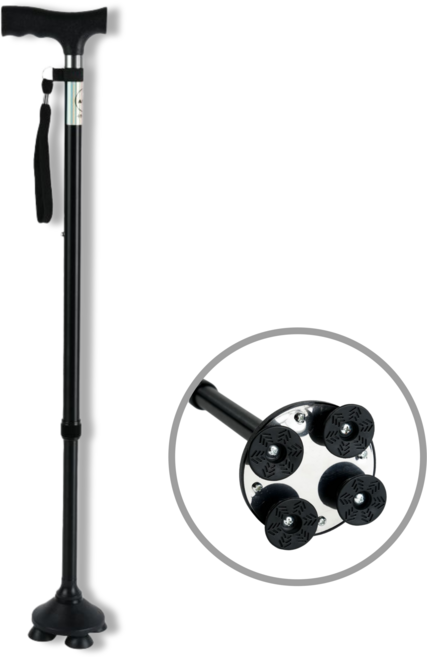 사뿐애지팡이 초경량 미끄럼방지 길이조절 노인 어르신, 블랙, 1개
