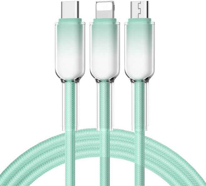 新快充線 120W 適用 i系列 安卓 Type-C一拖三充電線, 淺綠色 ( 超級快充 ), 1個