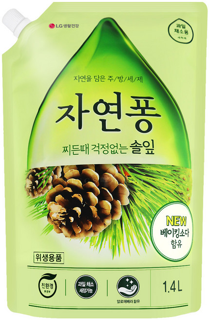 자연퐁 찌든때 걱정없는 솔잎 주방세제 파우치형, 1.4L, 1개
