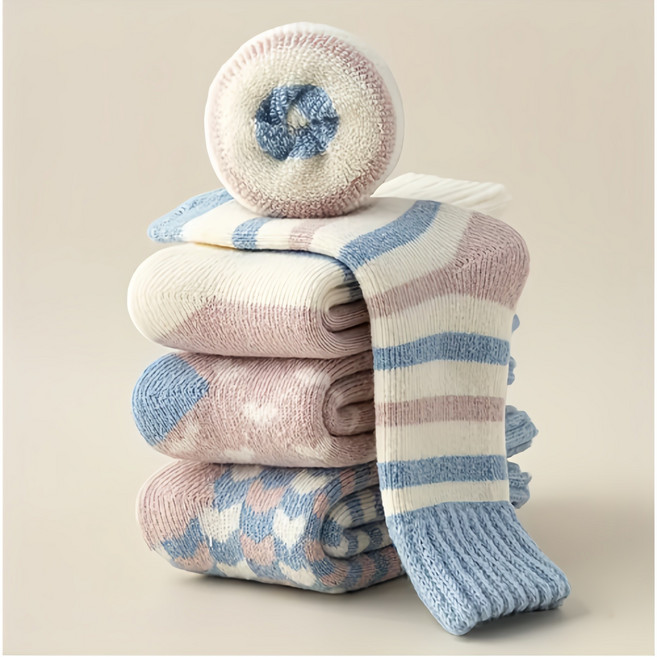 도톰 파스텔 털빠짐없는 무압박 겨울양말 4종 1세트