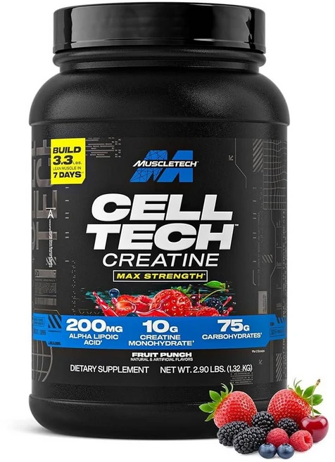 머슬테크 크레아틴 모노하이드레이트 파우더 | MuscleTech Cell-Tech 운동 후 회복 음료 남성 및 여성용 근육 빌더 생성 보충제 과일 펀치 1.36kg(3파운드), 3 Pound (Pack of 1), 1.36kg, 1개 - 쿠팡