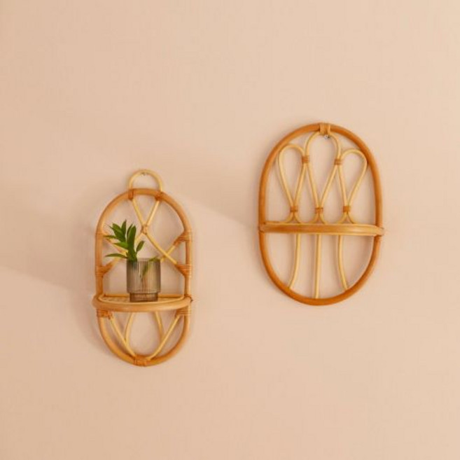 라탄몰 라탄 벽선반 내추럴 벽걸이 등나무 화분 스탠드, A타입, 1개