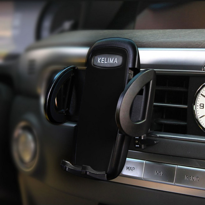 켈리마 원터치 차량용 송풍구 핸드폰 거치대, 1개, 블랙