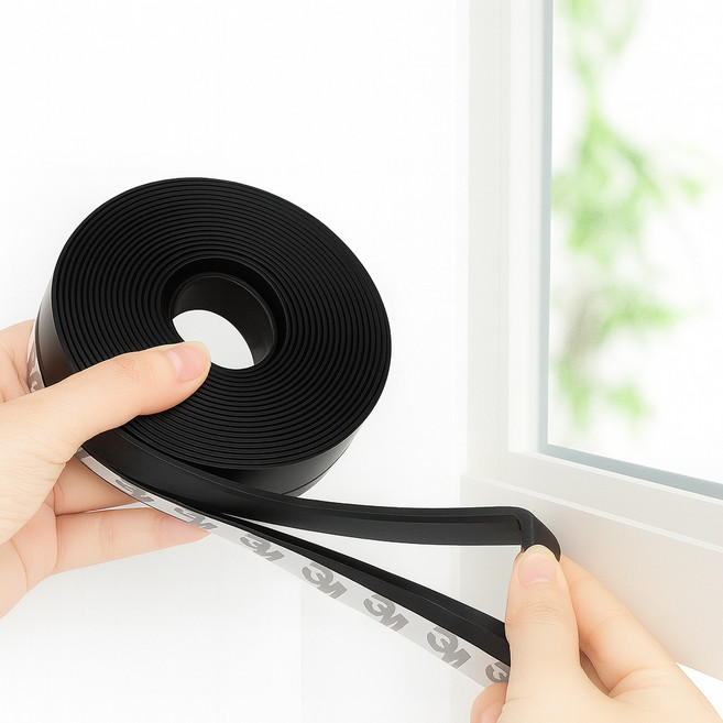3M 실리콘 틈새 방풍테이프 문틈 창문용 방한 밀폐 차단 테이프, 블랙, 45mm