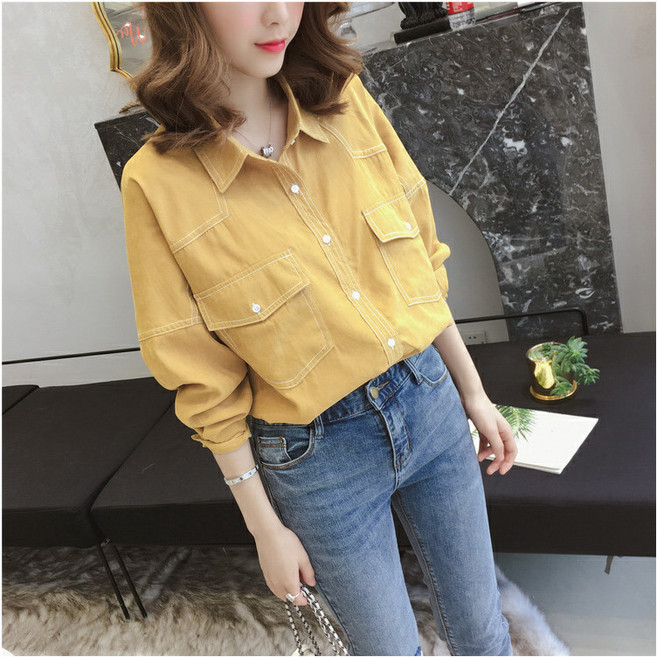 日系寬鬆休閒防曬長袖襯衫外套